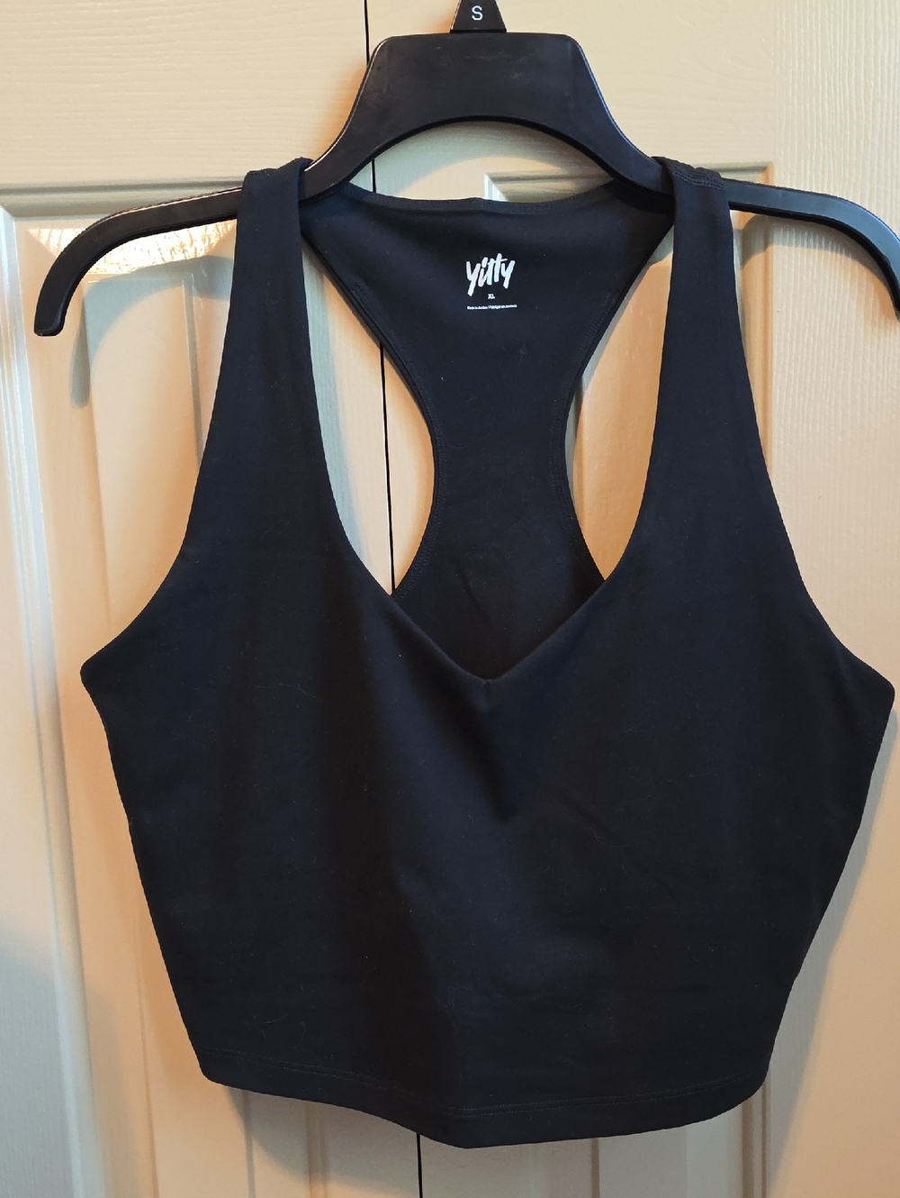 YITTY Black V-Neck Racerback Crop Tank